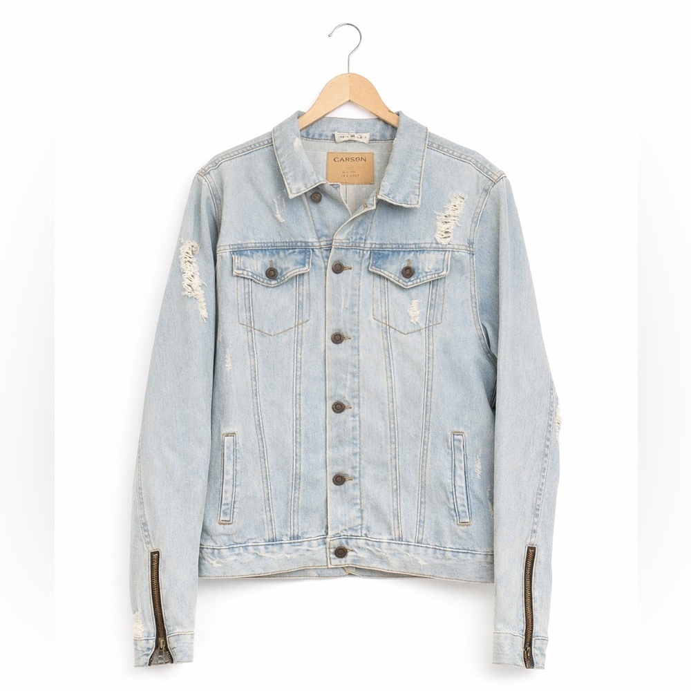 Carbon Brooklyn Distressed Denim Jacket Women’s Large Blue Ripped Streetwear